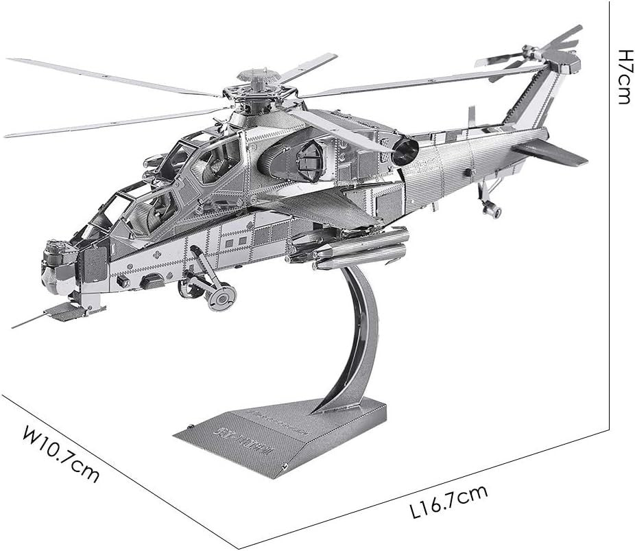 3D Metal Thunderbolt Helicopter Puzzle Model Kit - Stainless Steel, 122 Pcs