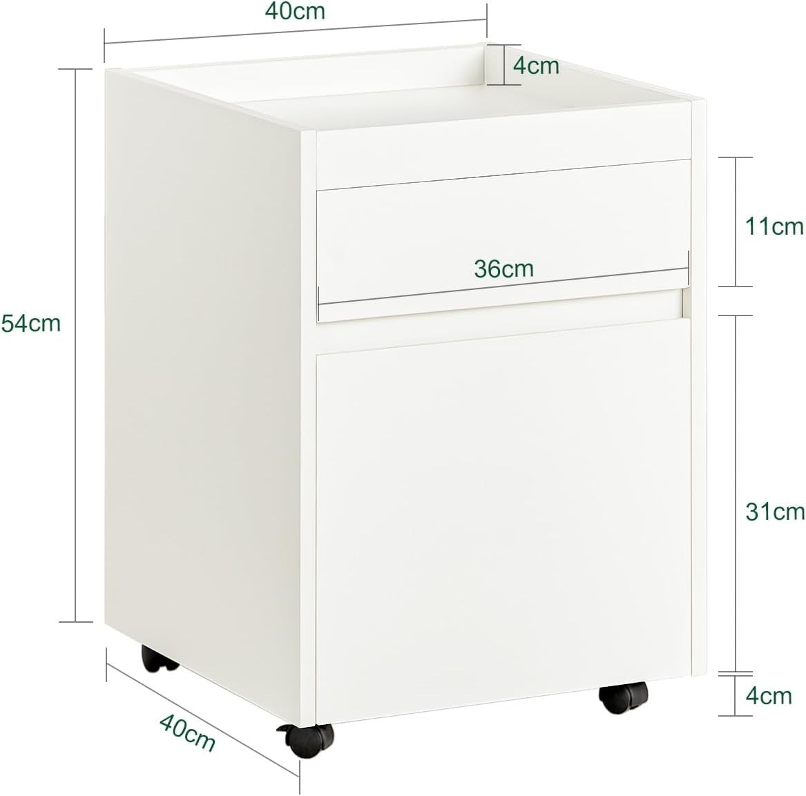 Compact Rolling File Cabinet 2 Drawer Under Desk Storage Unit