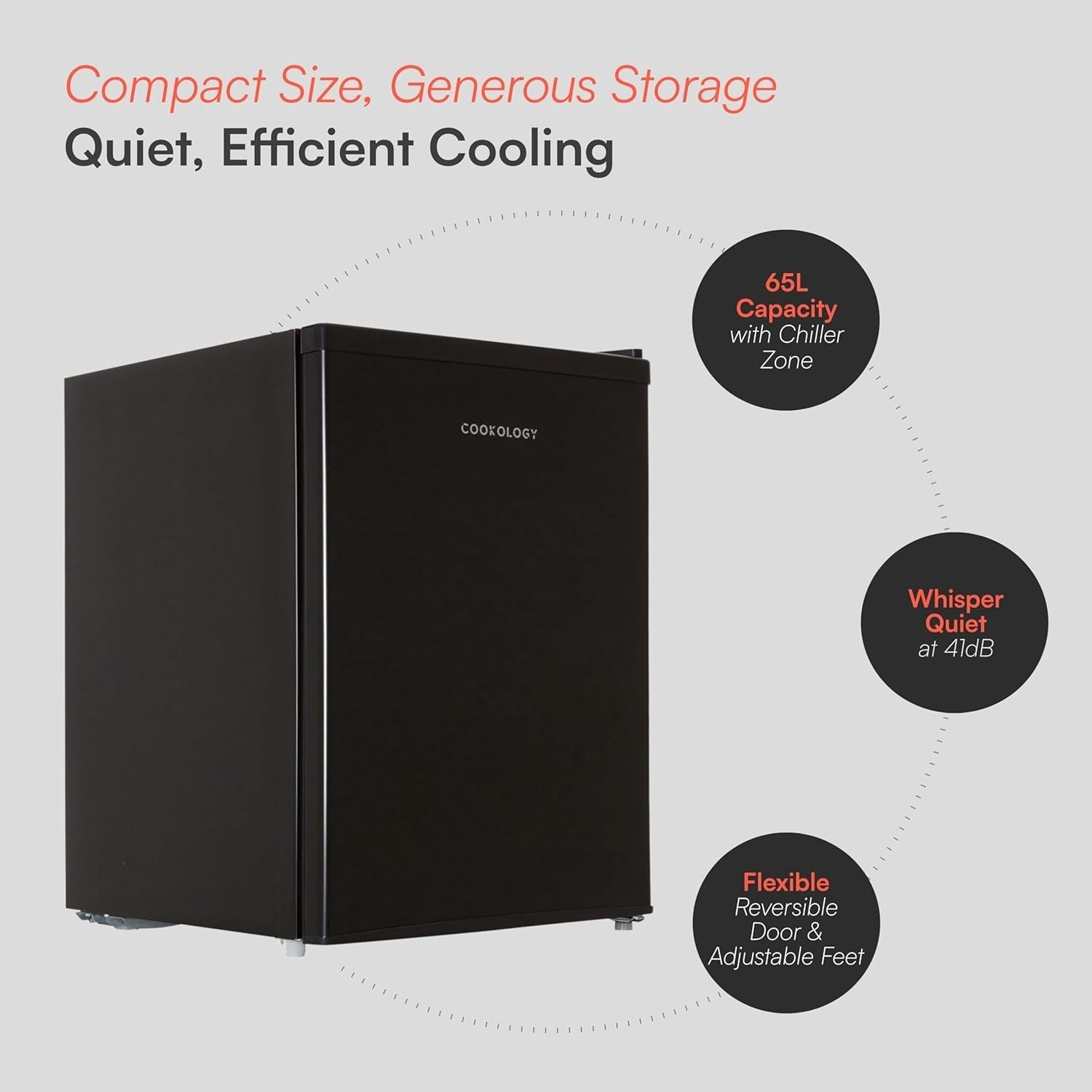 67L Table Top Mini Fridge Compact Freestanding Reversible Door Black
