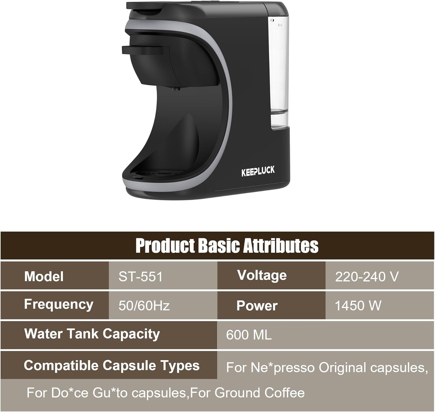 19Bar Multi-Capsule Coffee Machine for Nespresso & Dolce Gusto
