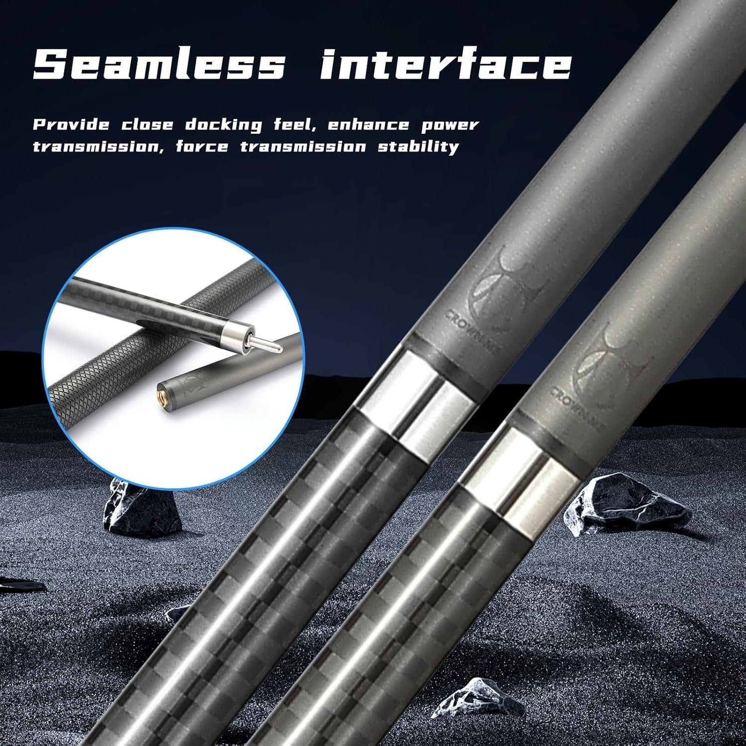 58in Carbon Fiber Pool Cue 12.5mm Tip Low Deflection 20oz Uni Lock