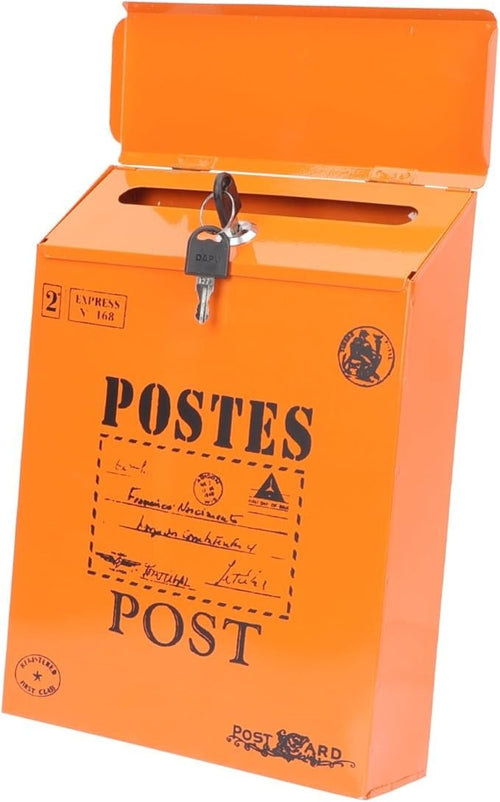 Lockable Wall Mounted Mailbox Iron Post Box Vintage Style Durable Letter Holder