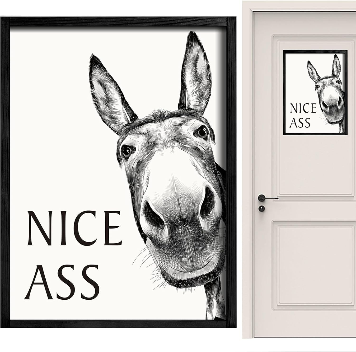 Funny Donkey Canvas Wall Art 12x16 in Black White Animal Quote Decor