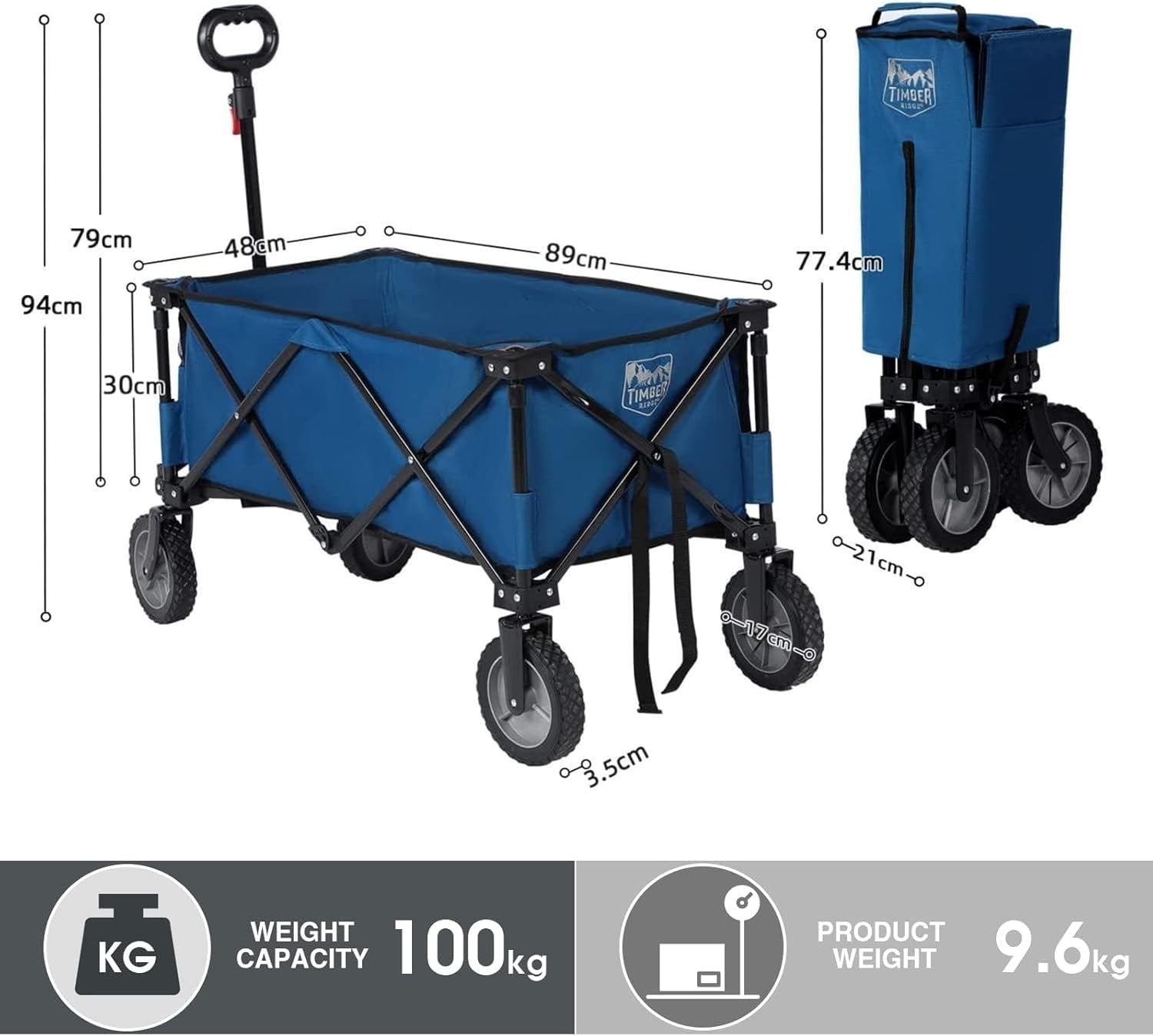 200L Folding Festival Trolley Wagon Heavy Duty Cart Outdoor Camping Picnic