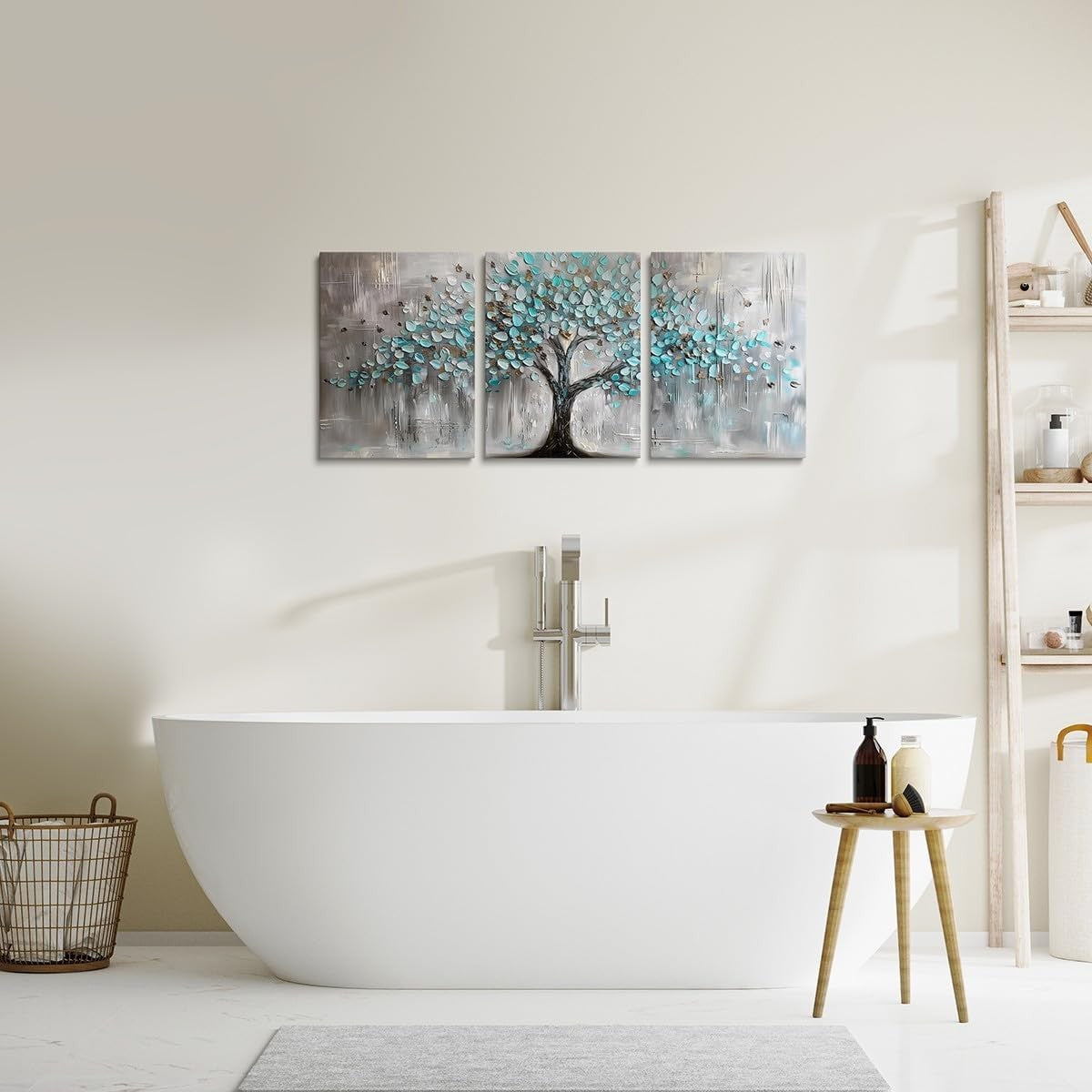 Tree of Life Canvas Wall Art Set 3 Blue Gray Modern Nature Prints