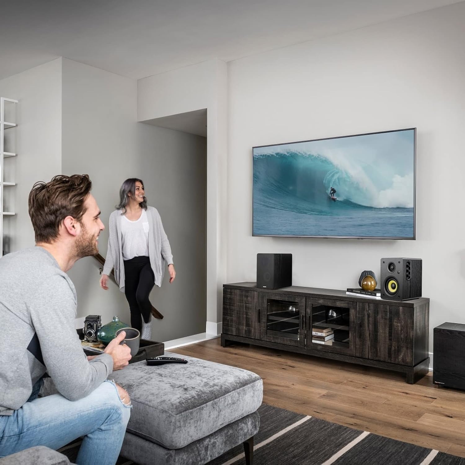 HiFi Studio Bluetooth 5.4 Bookshelf Speakers with Optical Coaxial USB DAC Remote