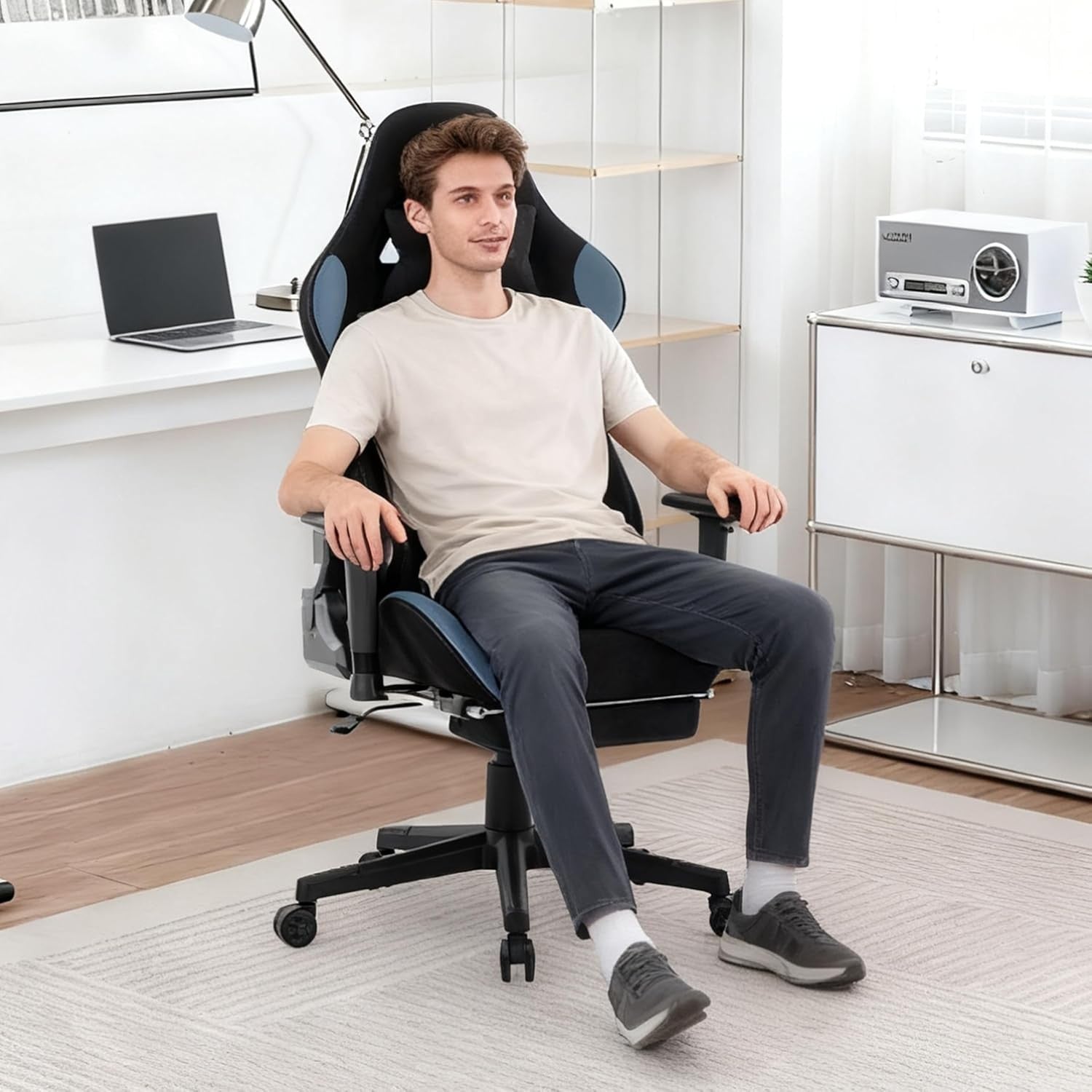 Ergonomic Gaming Chair with Footrest & Adjustable Support – PC Desk Seat