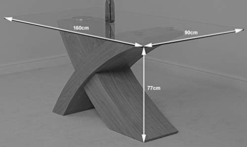Modern Black Glass Dining Table 160x90cm Rectangular X-Shaped Base for 6