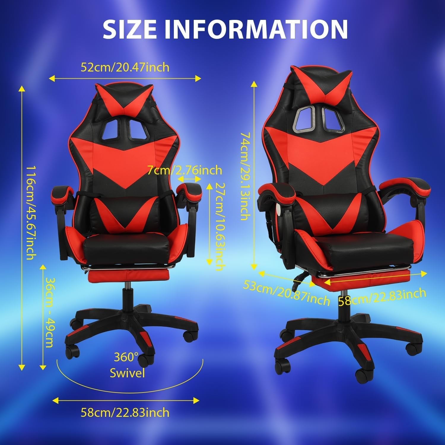 Gaming Chair with Footrest, Lumbar Support, Headrest & Adjustable Office Chair
