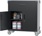 Metal Storage Cabinet with Wheels 2 Doors 1 Drawer Garage Office Organizer