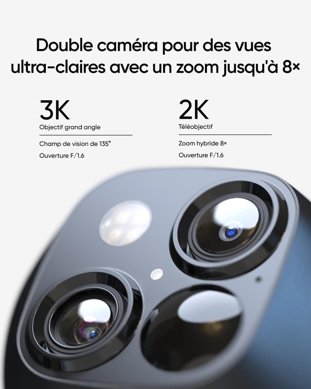 3K Solar Security Camera Outdoor Wireless Dual Lens 360° PTZ 8X Zoom