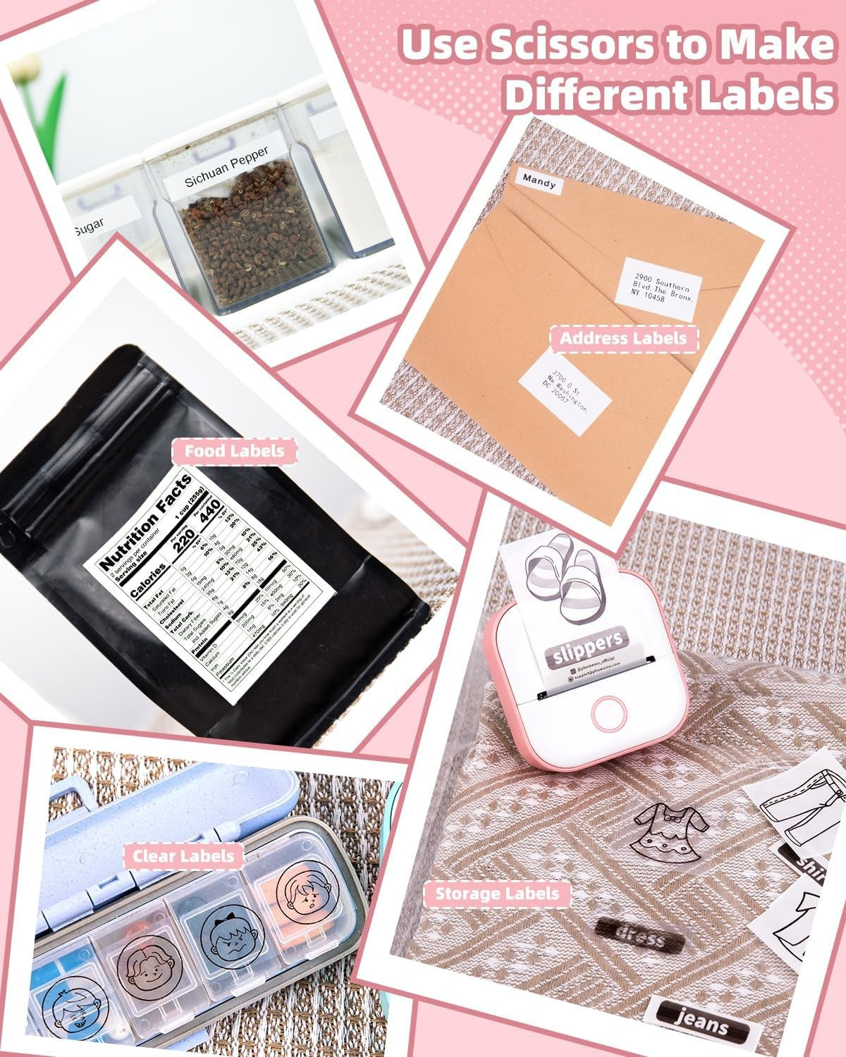 Mini Bluetooth Thermal Sticker Printer Inkless Portable Photo Label
