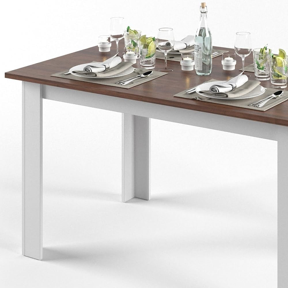 140cm Oak Dining Table Modern Rectangular Kitchen Table Black Legs Wood