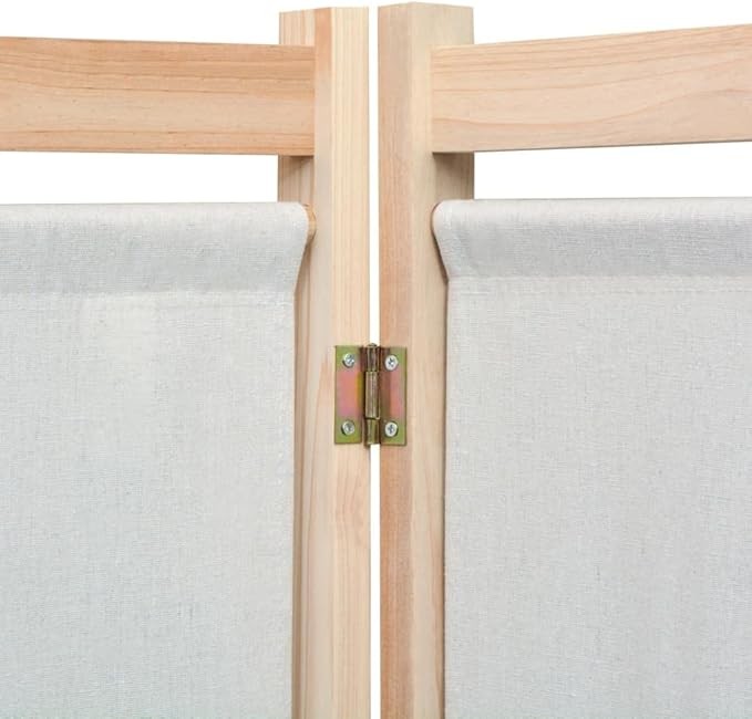 3 Panel Cream Folding Room Divider 120x170cm Fabric & Wood Privacy Screen