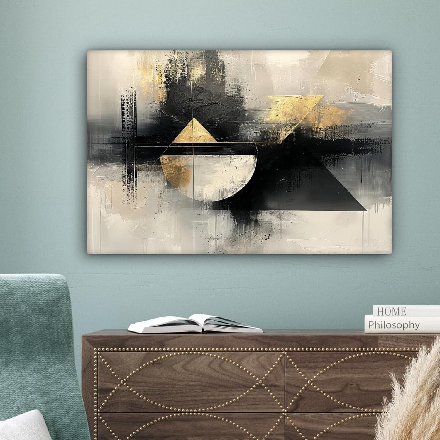 Abstract Gold Black Canvas Wall Art 60x40cm Framed Luxury