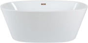 White Double Ended Freestanding Oval Bath 1595x740mm Copper Overflow