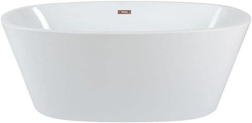 White Double Ended Freestanding Oval Bath 1595x740mm Copper Overflow