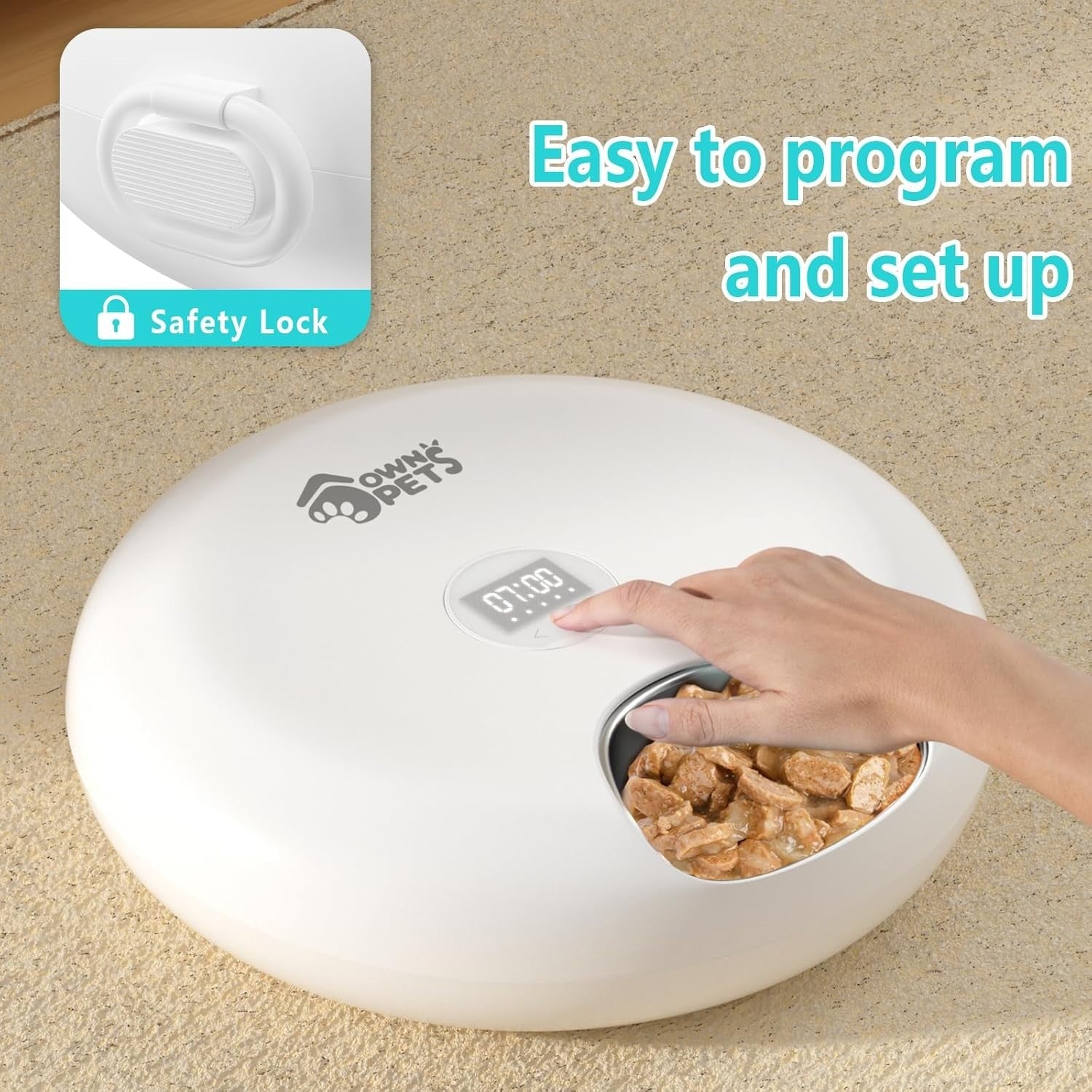 Automatic Wet Food Pet Feeder 6 Meal Timer Stainless Steel Ice Packs