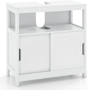 White Under Sink Bathroom Cabinet Sliding Door Storage Unit 60x60cm MDF