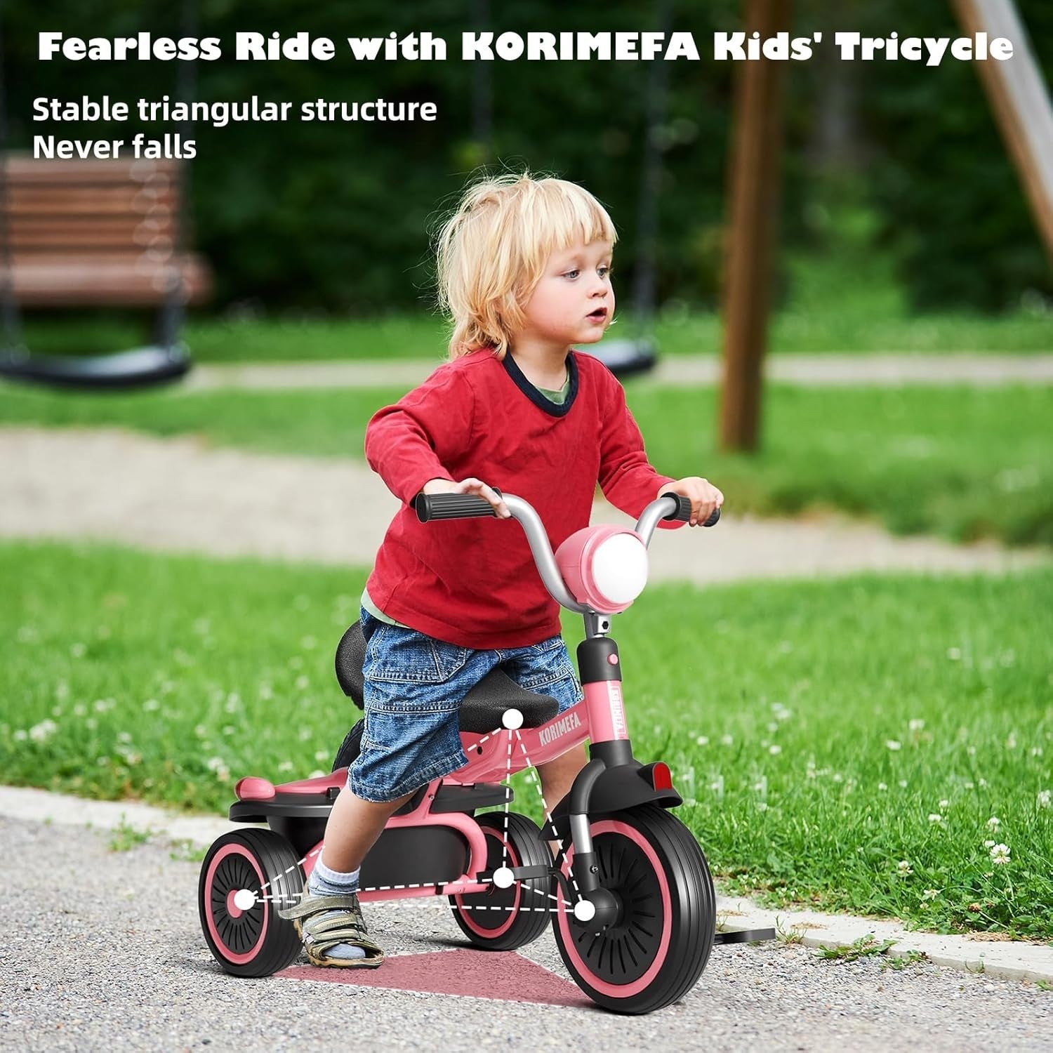 Kids Tricycle Foldable Toddler Trike Balance Bike w Basket 1-5 Years