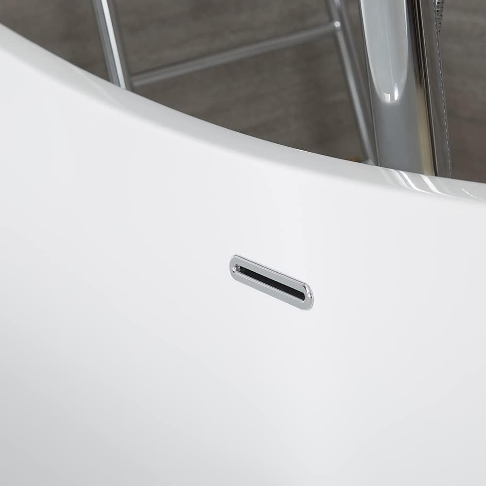 White Freestanding Double Ended Oval Bath 1830x710mm Chrome Overflow