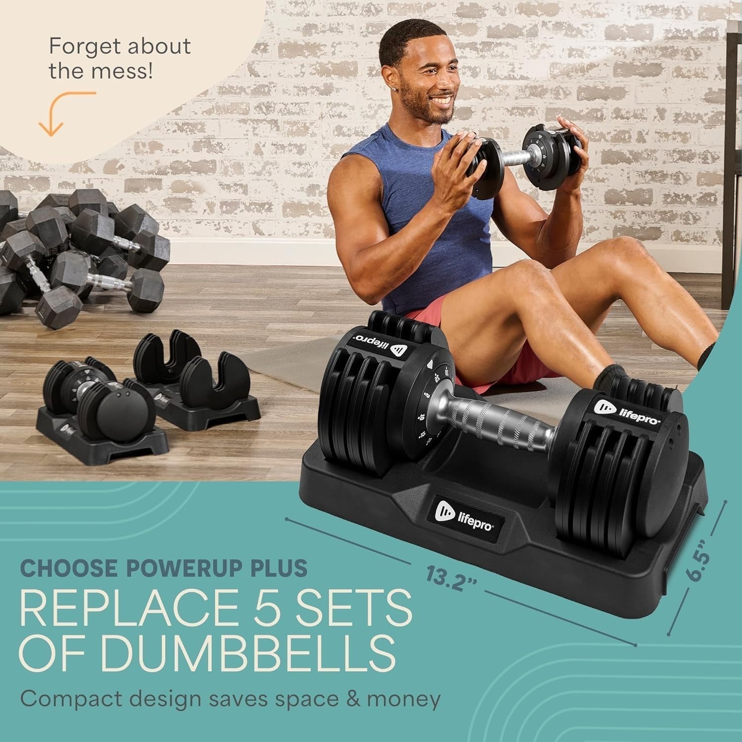 Adjustable Dial Dumbbell Set Quick Change Rotating Weights Compact Home Gym
