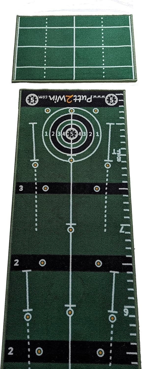 Indoor Golf Putting Mat 10ft Training Green w/ Chipping Game & Targets
