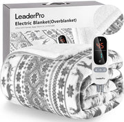 Double Electric Heated Blanket Fast Heat 9 Levels Timer Washable Fleece