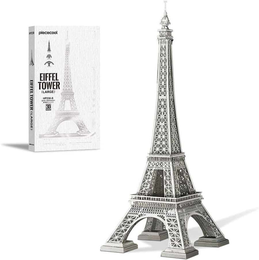 3D Metal Puzzle Eiffel Tower Model Kit, 96 pcs, Stainless Steel, Display