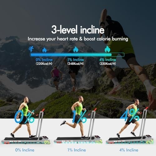 Foldable 4-in-1 Walking Pad Treadmill 3HP Under Desk 11KM/H Incline LED