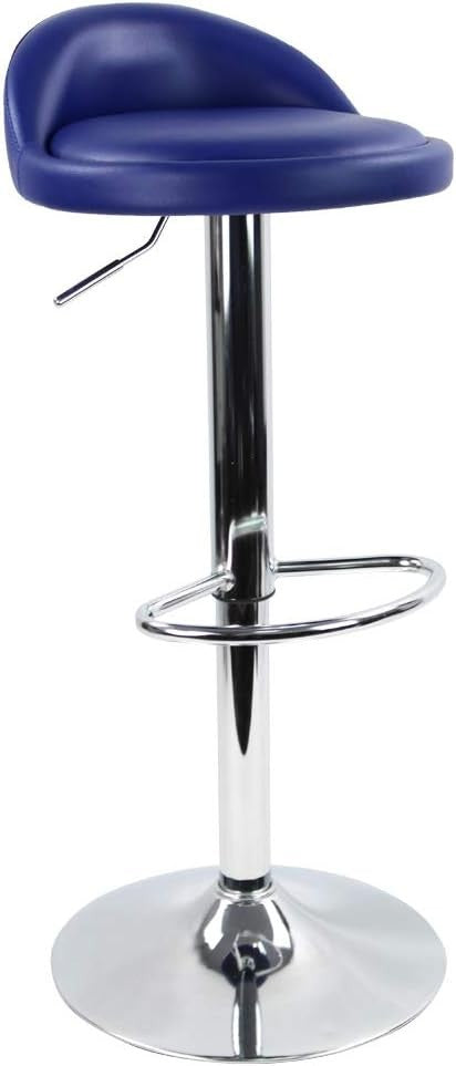 Blue Round Adjustable Swivel Bar Stool PU Leather Home Kitchen