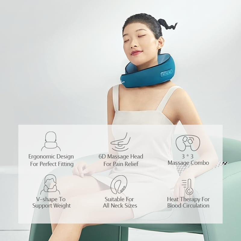 Heated Neck Massager Pillow Cordless Deep Tissue Pain Relief Cushion