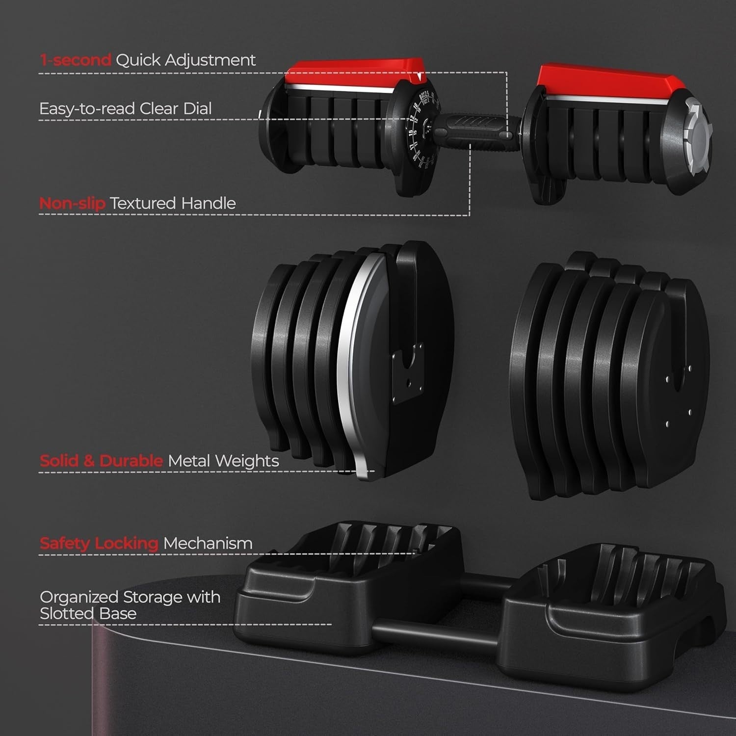Adjustable Dumbbell Barbell 2 in 1 40KG Quick Adjust Home Gym