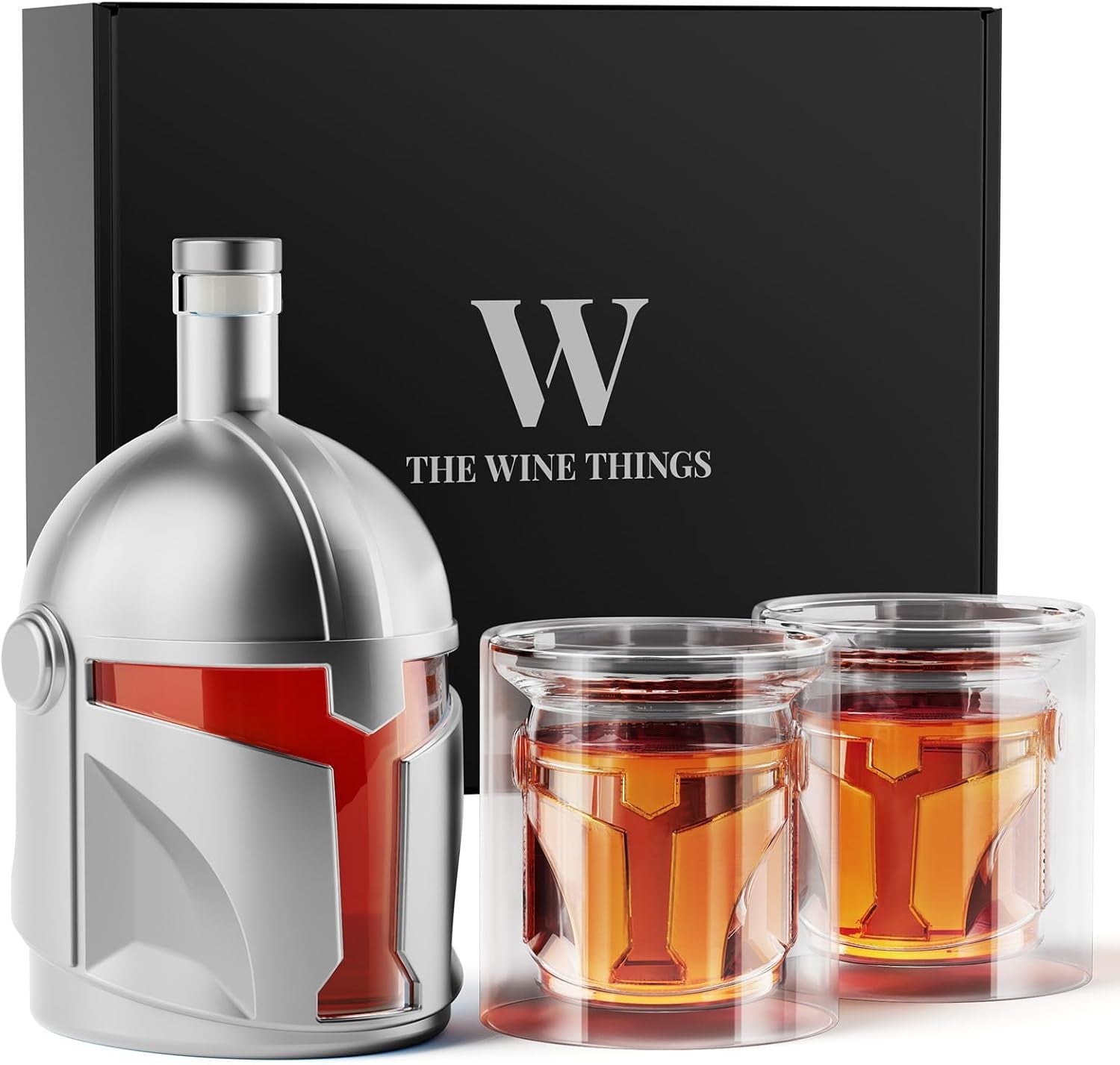 Silver Helmet Whiskey Decanter 34oz with 2 Glasses – Luxury Men’s Bar Gift