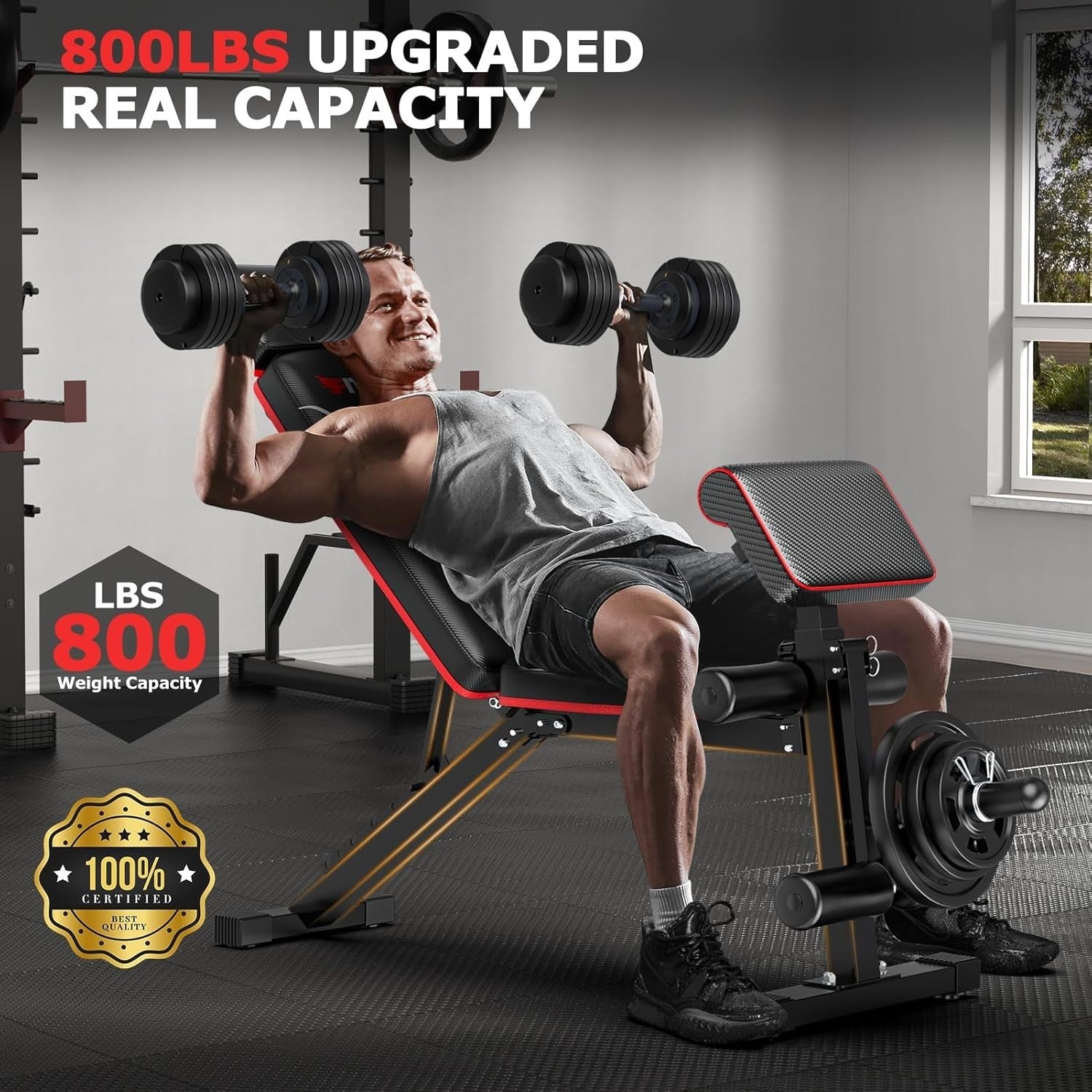 Foldable Multi-Function Weight Bench 800lb Home Gym Strength Trainer