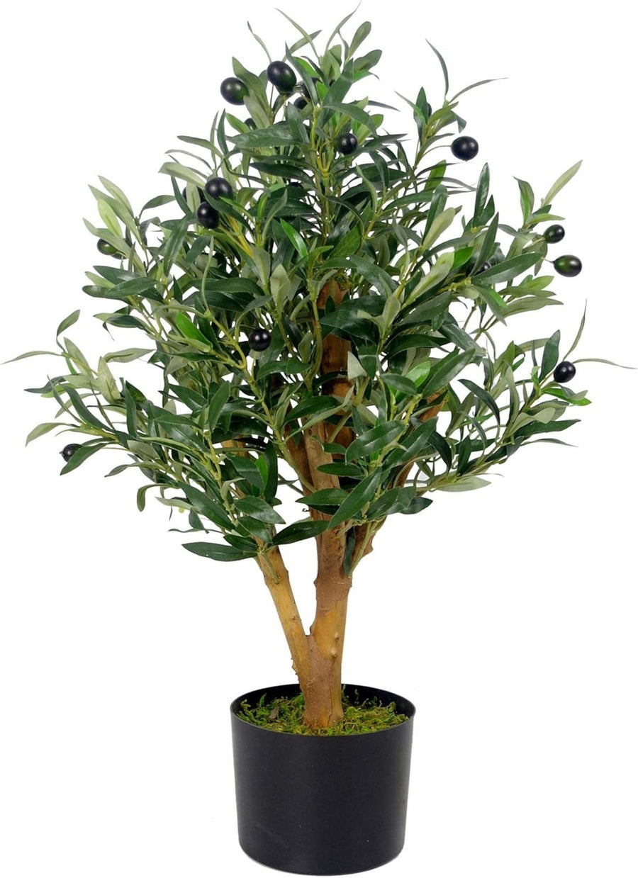 65cm Artificial Olive Tree in Black Pot Realistic Green Indoor Home Office Decor