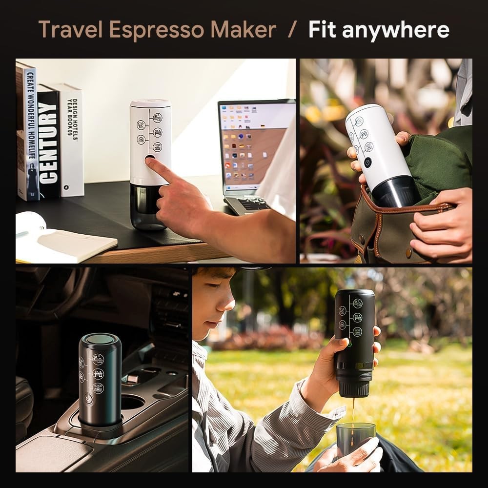 3in1 Portable Espresso Maker Travel Coffee Machine 17Bar Pod & Ground USB