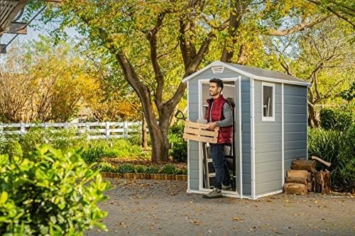 Keter Manor 6x4ft Plastic Garden Shed Outdoor Waterproof Storage Grey