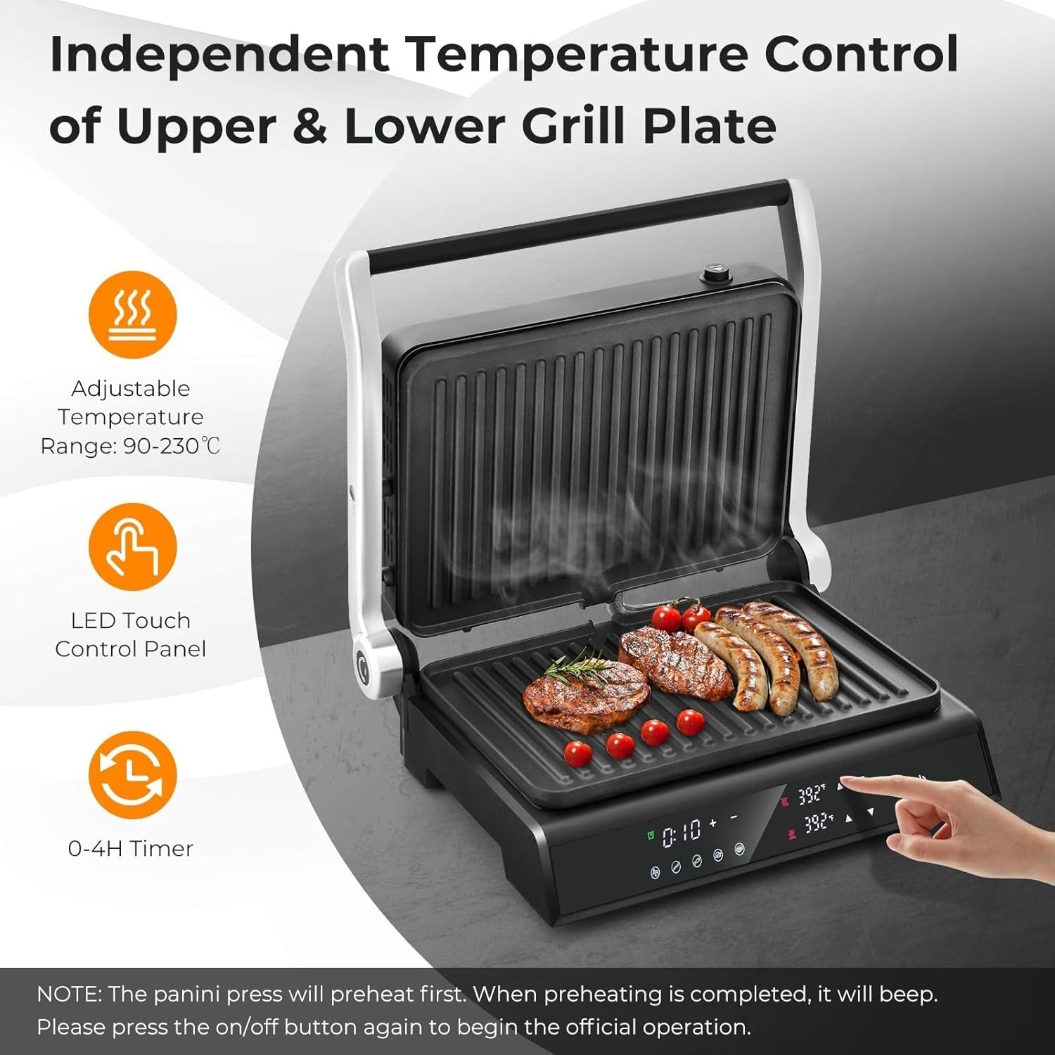3-in-1 Panini Press Grill 1200W Non-Stick Plates 31x35x15cm