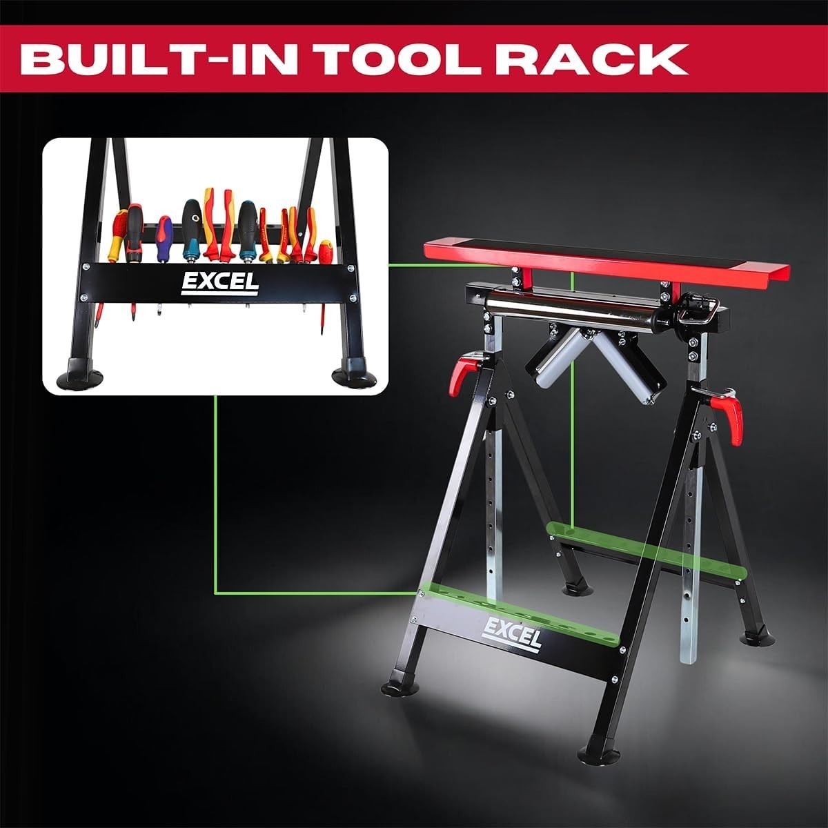 4in1 Adjustable Roller Stand Workbench Support Heavy Duty 200kg Folding