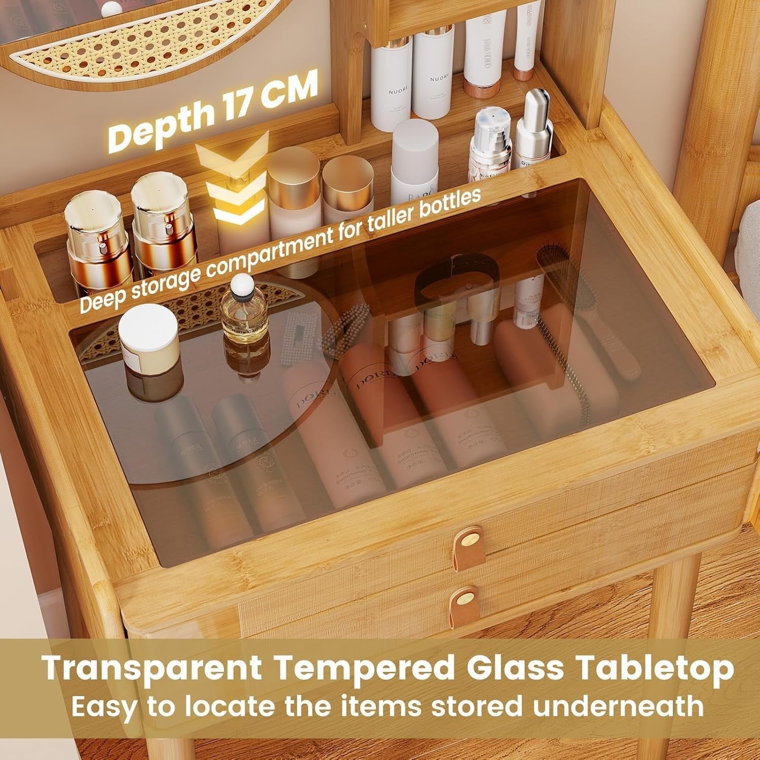 Vanity Dressing Table Desk w/ LED Mirror Storage Drawers & Stool
