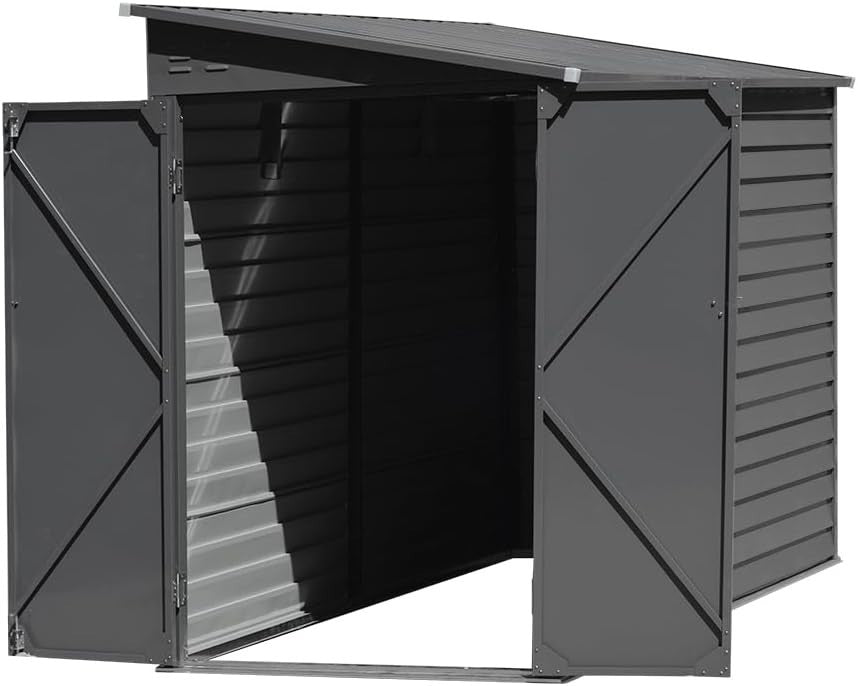 Large Outdoor Garden Shed Metal Storage L144xW270xH202cm Black