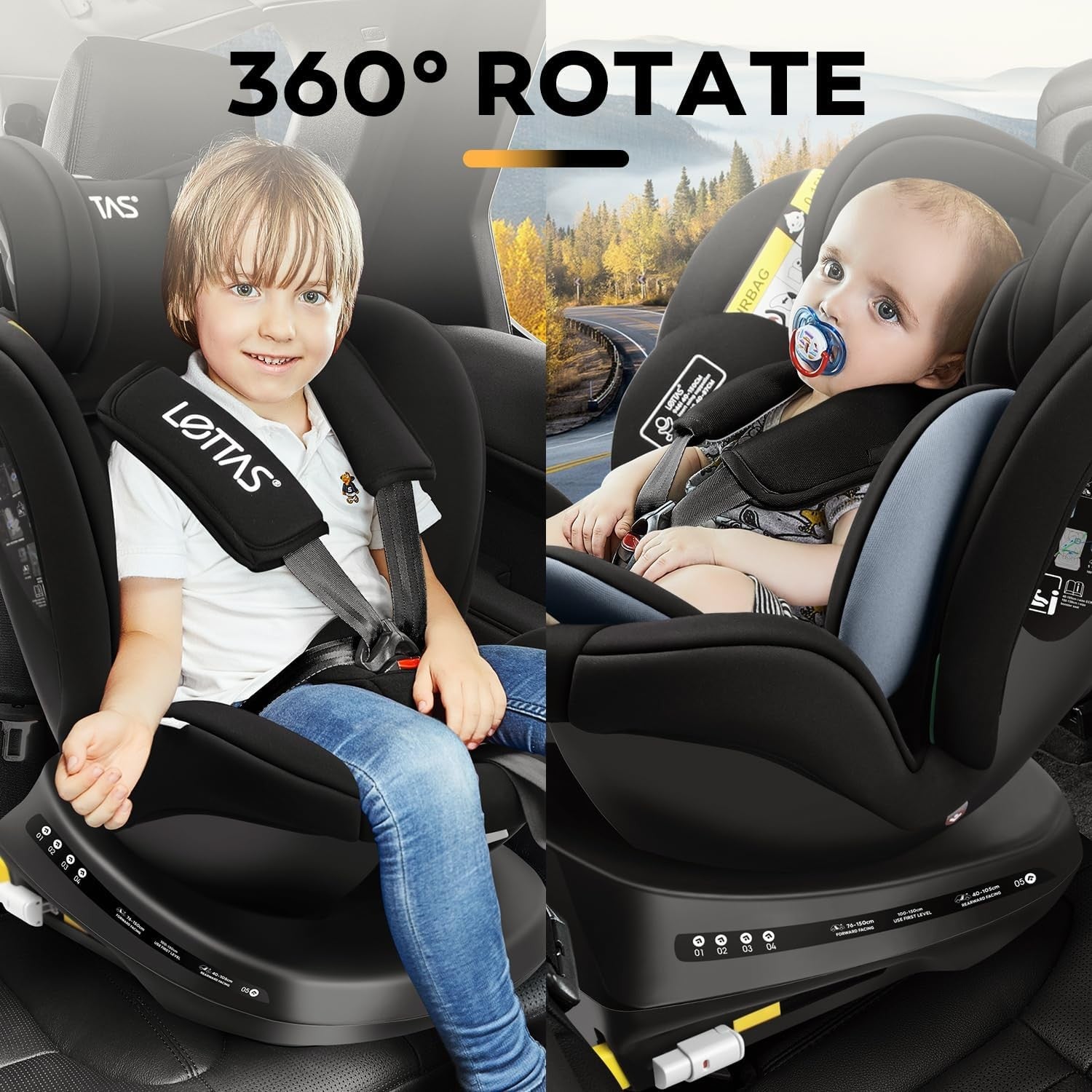360° Rotating Baby Car Seat i-Size ISOFIX 0–12 Years Rear & Forward Facing