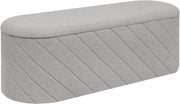 Grey Oval Storage Ottoman Bench 3-in-1 Footrest Seat with Lid 110x38x38cm