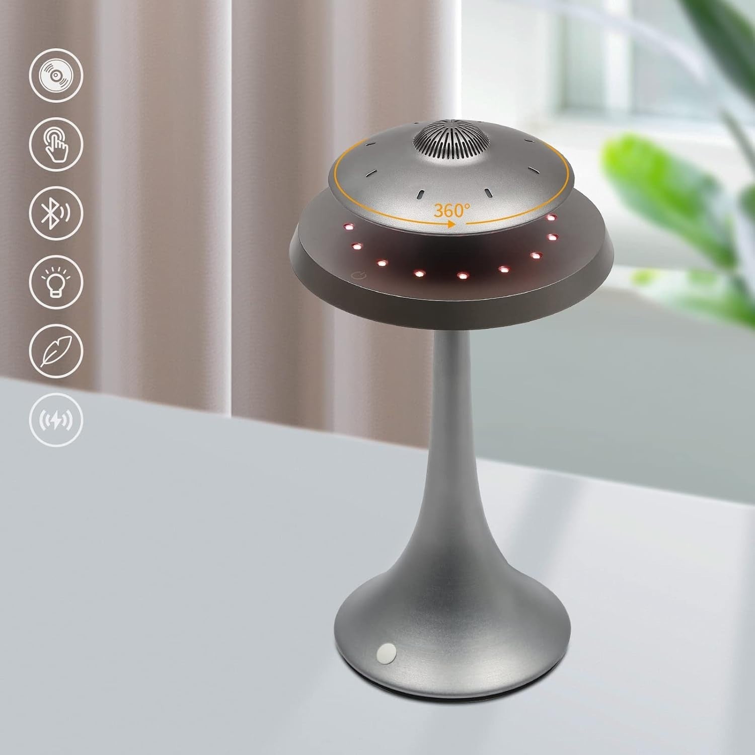 Magnetic Levitating Bluetooth Speaker Grey, Floating LED UFO 5W Stereo