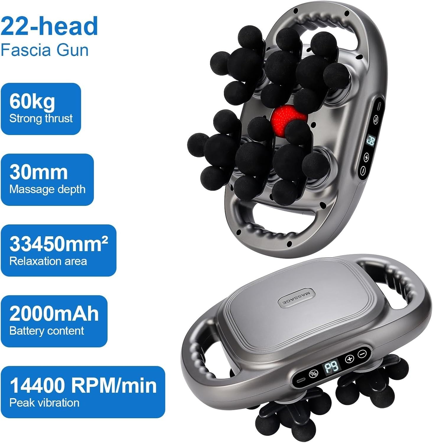 22 Head Deep Tissue Massage Gun Multi Node Full Body Muscle Relief Therapy