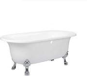 White Freestanding Roll Top Bath 1730x780mm Chrome Claw Feet