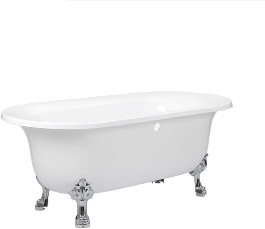 White Freestanding Roll Top Bath 1730x780mm Chrome Claw Feet