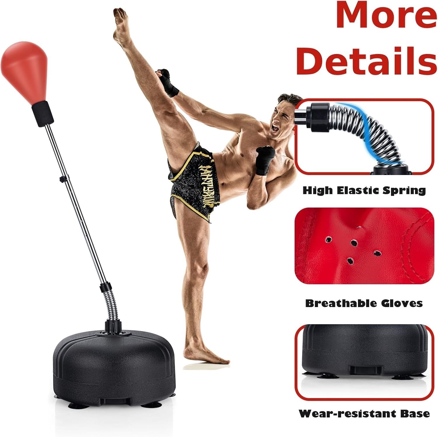 Adjustable Reflex Boxing Ball Stand Freestanding Suction Base Gloves