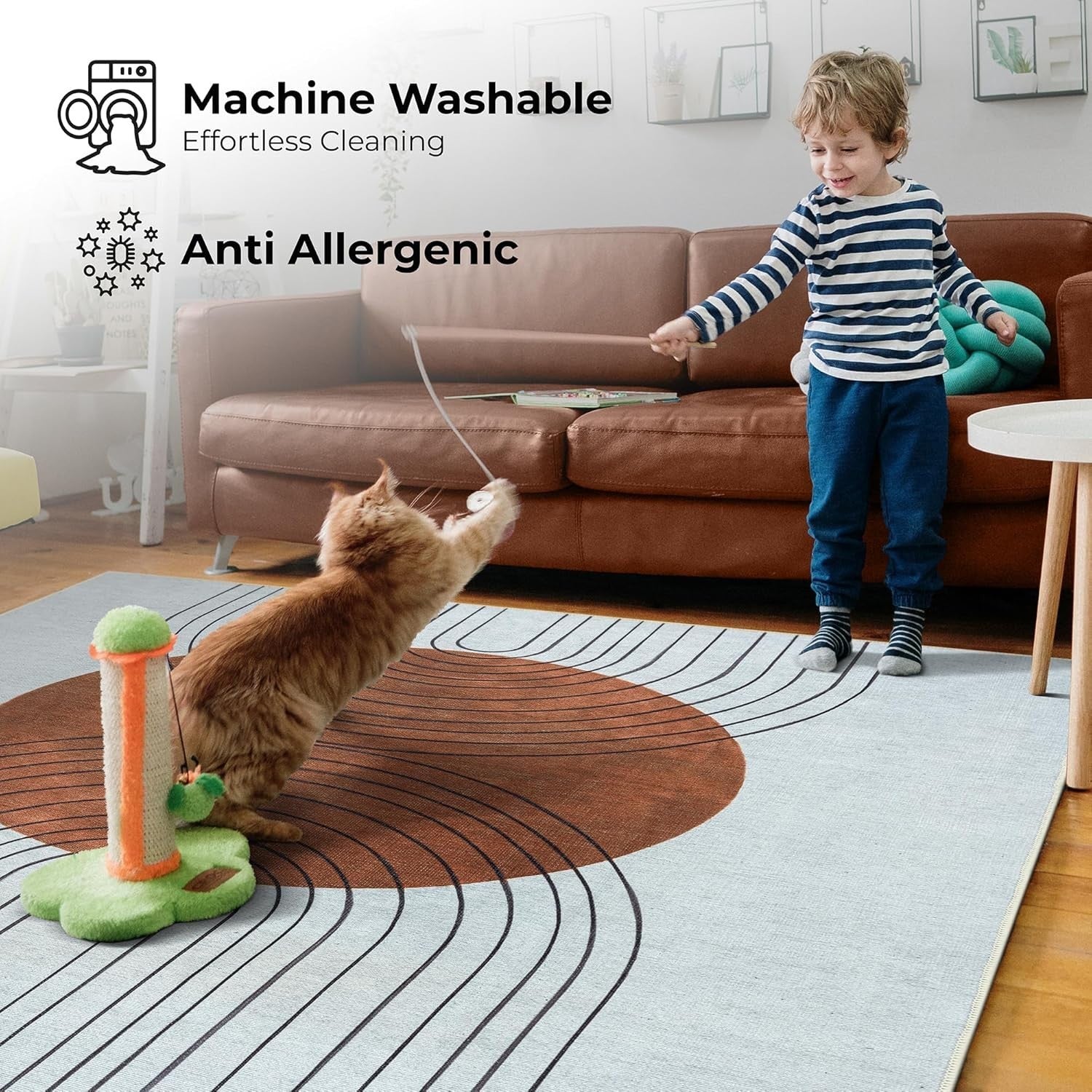 Washable Runner Rug 80x150cm Modern Non-Slip Soft Hallway Kitchen Bedroom Mat